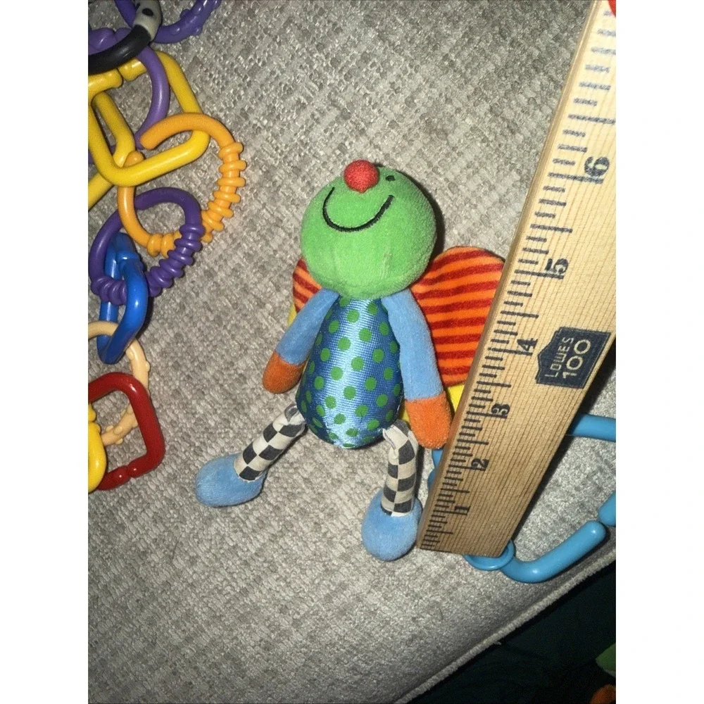 Vintage Kids II Plush Rattler Baby Connection Butterfly Bright Colors Chain Link